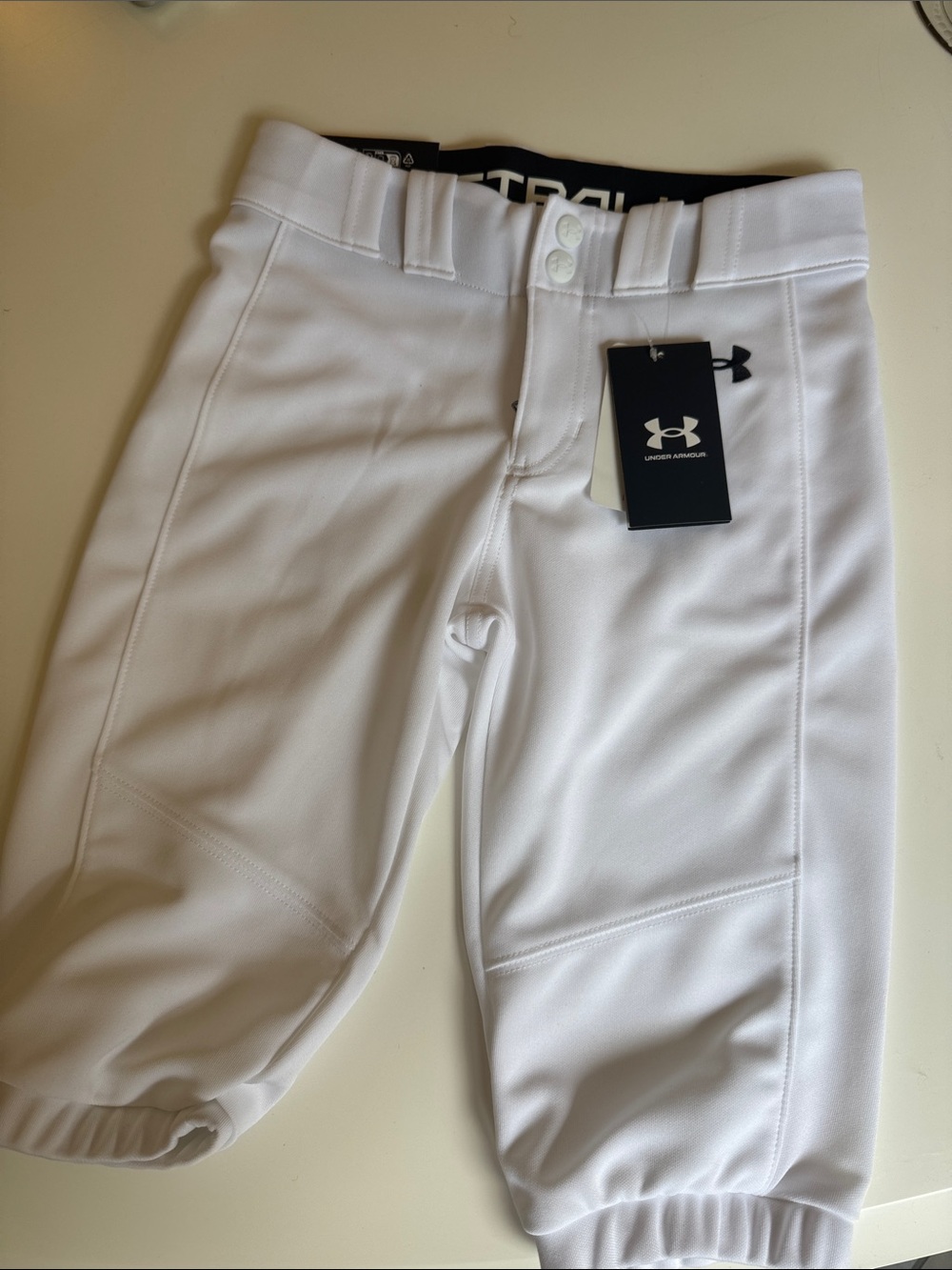 Under Armour White Utility Softball  Pants with Black Logo